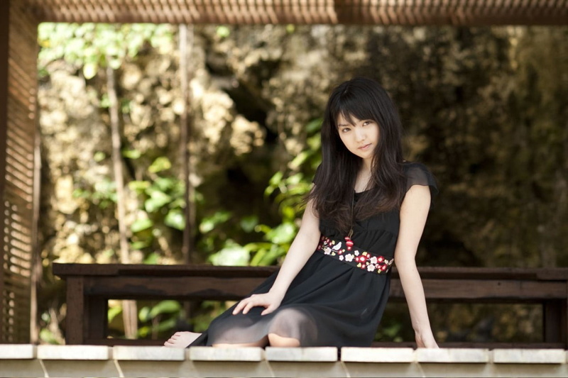 Sayumi Michishige, bangs, teenager, adult, 720P, beautiful woman, fashion, looking, dress, black hair, Asian, one person, beauty, looking down, front view