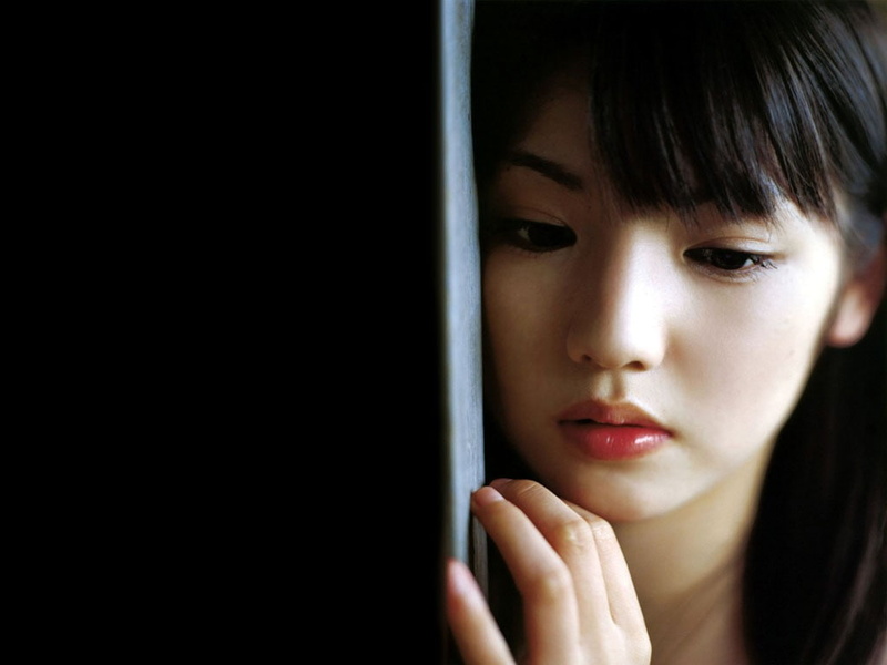 close-up, black background, looking, headshot, Morning Musume, Japanese, human body part, depression - sadness, one person, Sayumi Michishige, contemplation