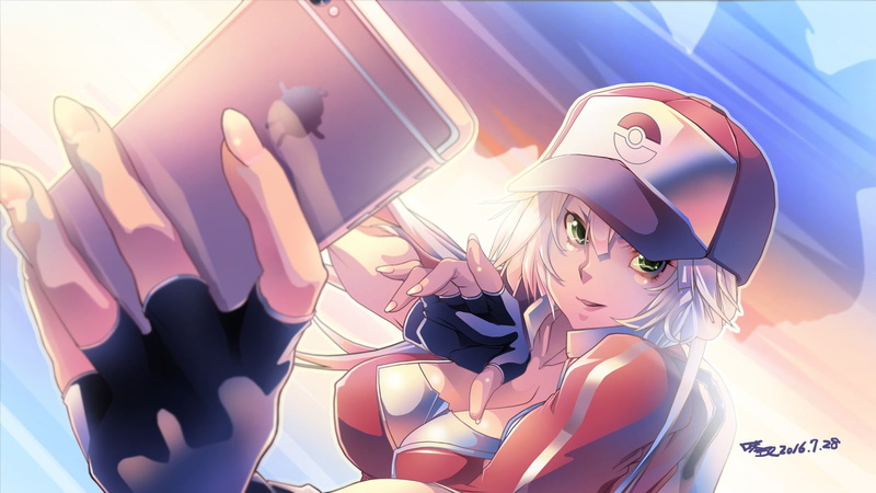 sunlight, teenager, real people, child, outdoors, smartphone, open shirt, gray hair, glasses, females, Pokémon, long hair, adult, childhood, lifestyles