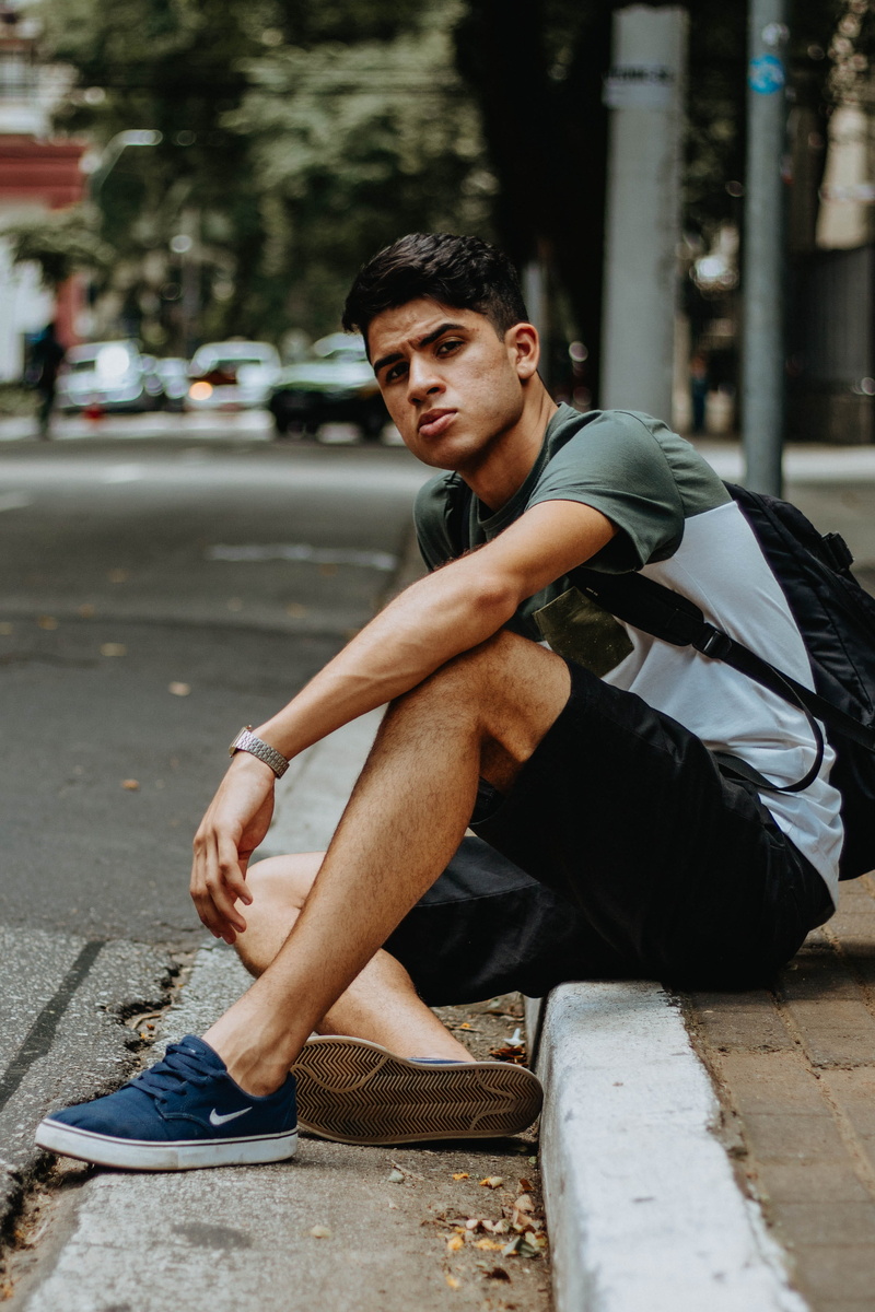 teenager, casual clothing, gray, city, one person, person, male, urban, 4K, wear, lifestyles, young men, good-looking, s, street, outdoors, leisure activity