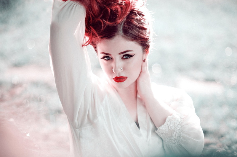 redhead, women, eyeliner, 1080P, model