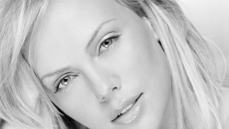 Charlize Theron, women, portrait, face, 1080P, monochrome