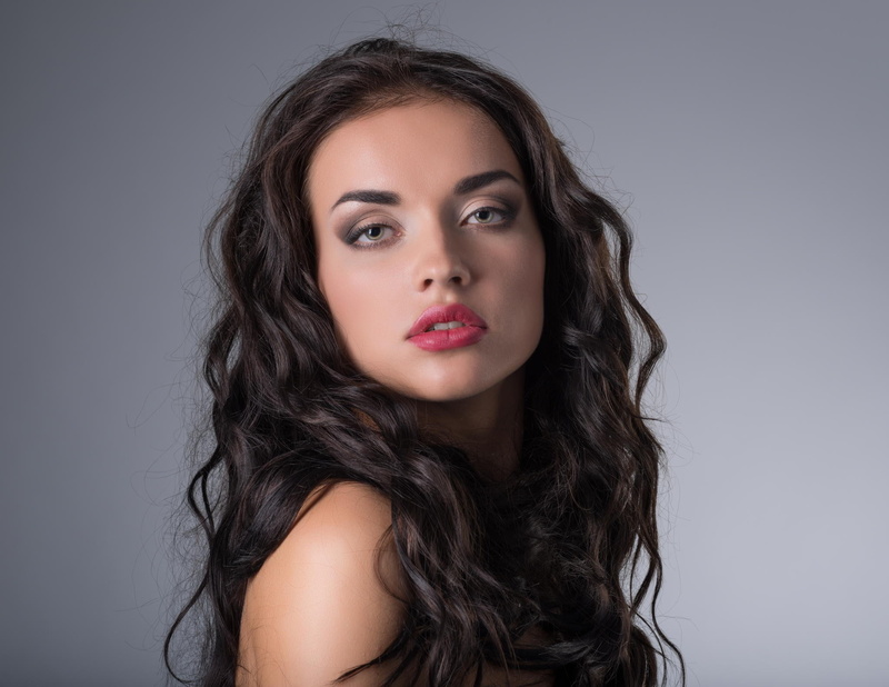 looking at viewer, pink lipstick, women, 1080P, closeup, model, brunette, portrait