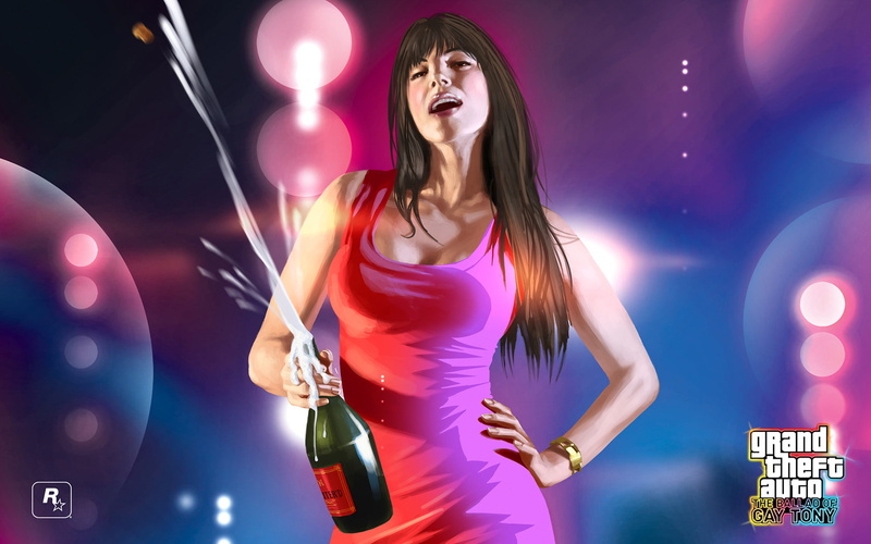 beautiful woman, 720P, women, beauty, Grand Theft Auto V, long hair, night, disco dancing, pink color, event, illuminated, hair, champagne, vitality, video games