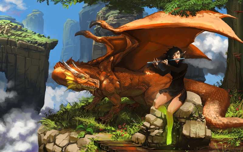no people, craft, spirituality, sculpture, building exterior, dragon, fantasy art, day, playing, male likeness, representation, building, plant, religion