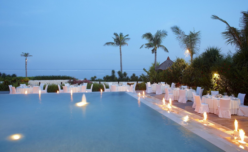 beach, swimming, island, paradise, view, evening, ocean, sand, 1080P, candles, lights, restaurant, sunset, tropical, pool