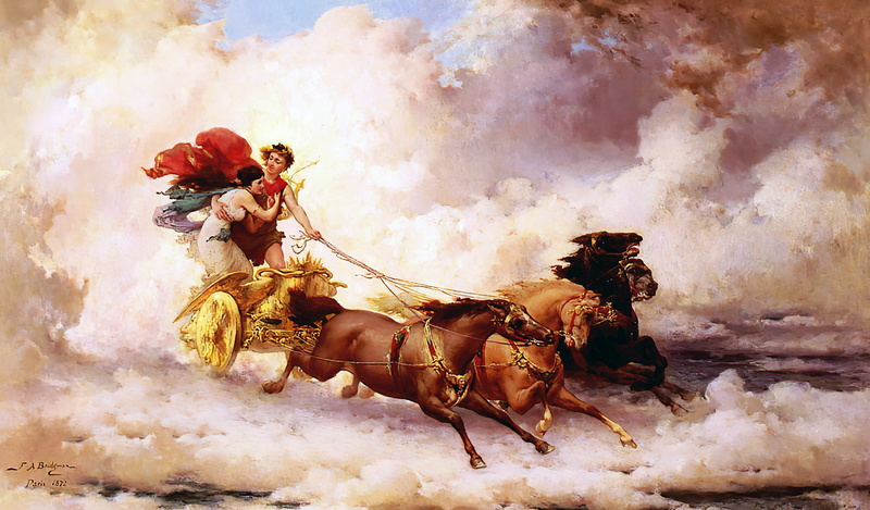 1080P, classic art, Apollo, painting, Frederick Arthur Bridgman, Cyrene, Greek mythology, Apollo Abducting Cyrene