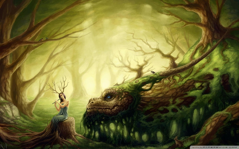 fantasy, flute, creatures, dryad, 3d and abstract, amp, music, dragon, 1080P