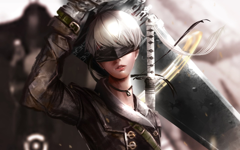 looking at camera, 1080P, metal, NieR: Automata, young adult, helmet, clothing, beautiful woman, portrait, leather, fashion, women, one person, lifestyles