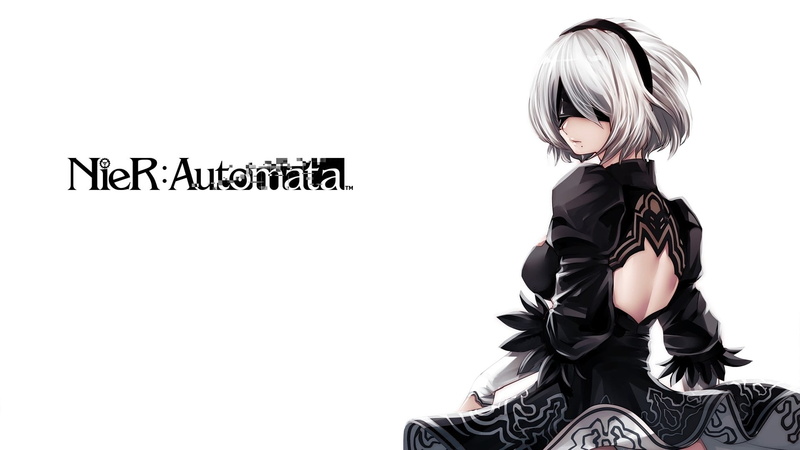 child, Video Game, White Hair, text, fashion, 1080P, hair, studio shot, communication, Short Hair, women, NieR: Automata, clothing, Woman Warrior, indoors