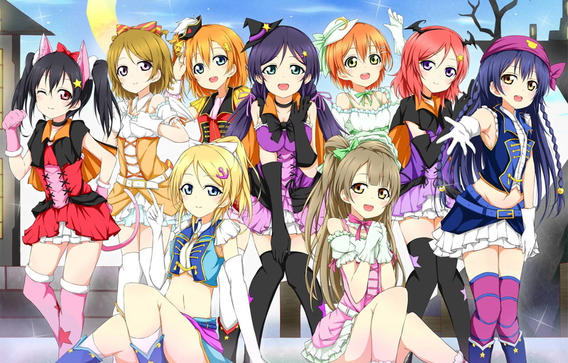 Hanayo Koizumi, group, close-up, Eri Ayase, representation, Honoka Kousaka, male likeness, smiling, human representation, Umi Sonoda, Kotori Minami, art and craft
