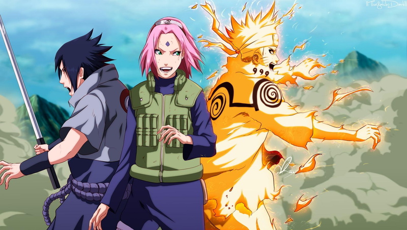 sakura, anime, boys, magic, weapon, saske, harun, 1080P, girl, naruto-shippuden, naruto, katana, uzumaki-naruto, back, kakashi, team-kakashi