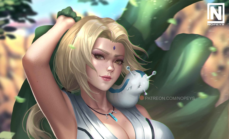 2D, anime girls, Tsunade, 1080P, illustration, Naruto (anime), digital art, artwork