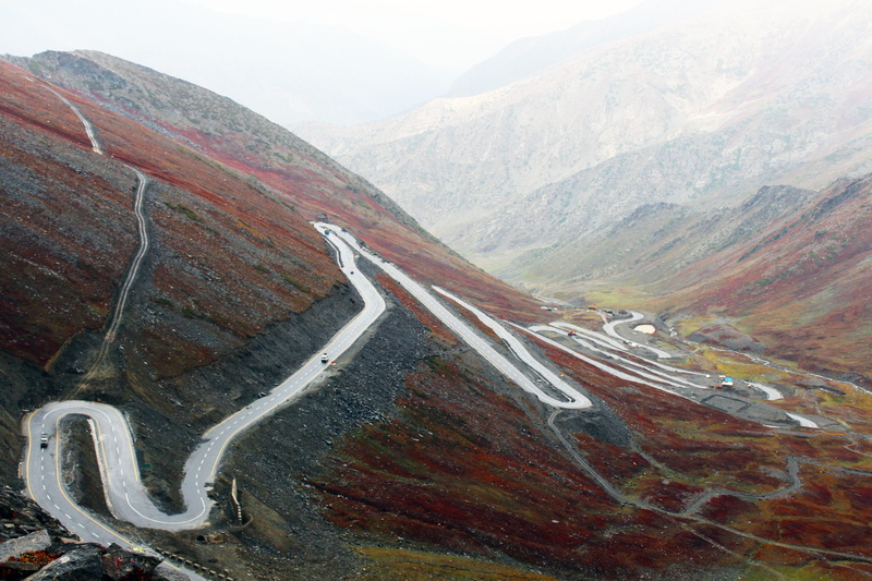 babo sar top, land, high angle view, roadway, zig zag road, outdoors, landscape, day, view, rock - object, road, mount, transportation, mountain range