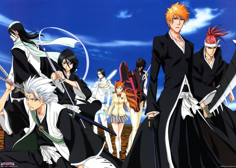 Orihime Inoue, Black Hair, Renji Abarai, Long Hair, Byakuya Kuchiki, Ichigo Kurosaki, Uryu Ishida, Tōshirō Hitsugaya, Sado Yasutora, 1080P, Orange Hair
