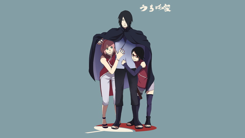 flower, males, clip, females, art, formalwear, adult, blue background, standing, colored background, sasuke, uchiha, Sakura Haruno, people, full length