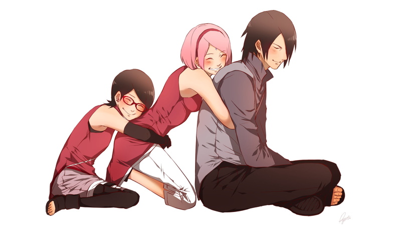 Boruto, lifestyles, friendship, cut out, Sarada Uchiha, young women, adult, full length, young adult, emotion, girls, child, Sakura Haruno, females, togetherness