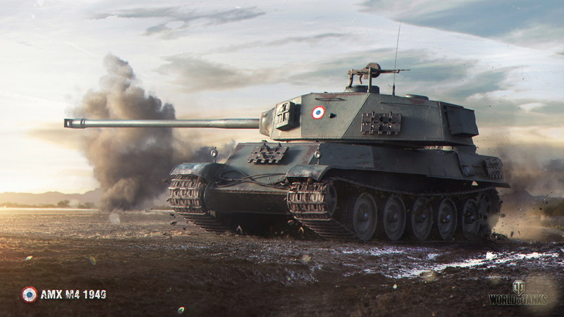 1080P, heavy, field, French, AMX M4 1949, tank, World of Tanks, smoke