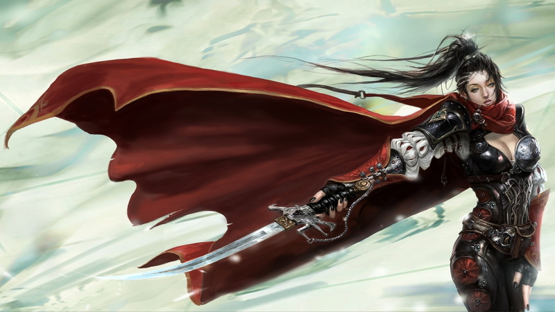 sword, girls, cloak, fantasy, sabre, warrior, armor, 1080P