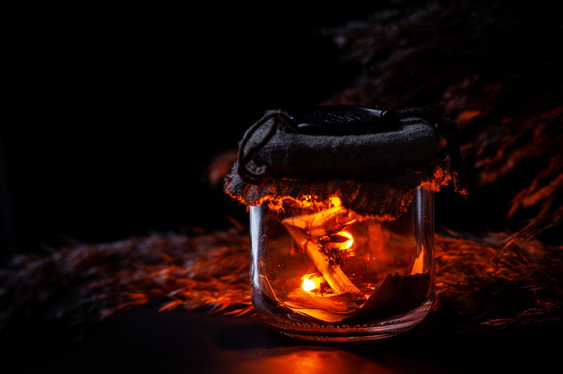 Bank, lamp, Fireflies, night, 2K