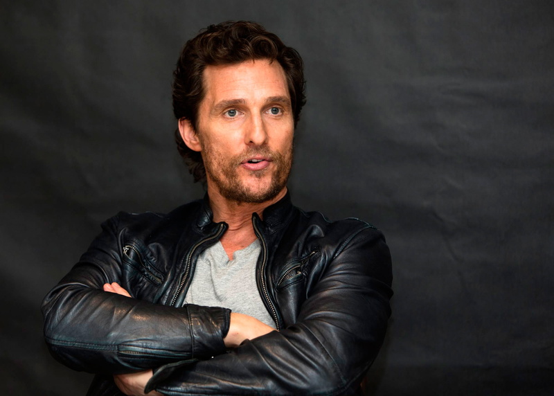 black background, beard, Interstellar, young men, Matthew McConaughey, looking at camera, indoors, gray background, 1080P, casual clothing, men, front view