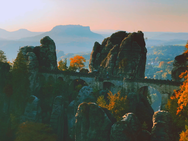 tree, built structure, tranquil scene, ancient civilization, tranquility, nature, non-urban scene, bastei, sky, ruined, travel destinations, scenics - nature