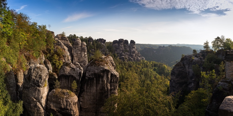 germany, tree, bastei, sand stone, no people, solid, mountains, stone, sandstone mountain, mountain, cloud - sky, landscape, 4K, eroded, plant, rock - object