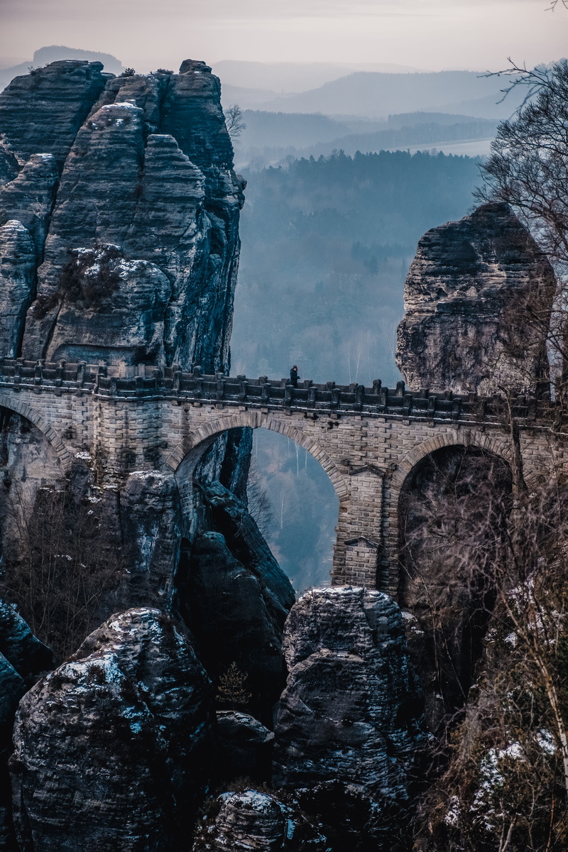 forest, bastei, sky, foggy, travel, concrete, arc, the past, ancient civilization, beige, architecture, nature, wanderlust, moody, rock - object, beauty in nature