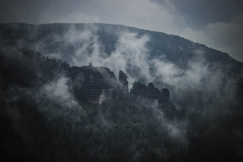 scenics - nature, plant, no people, non-urban scene, sky, fog, landscape, land, outdoors, beauty in nature, germany, saxon switzerland, rock - object, saxon switzerland national park