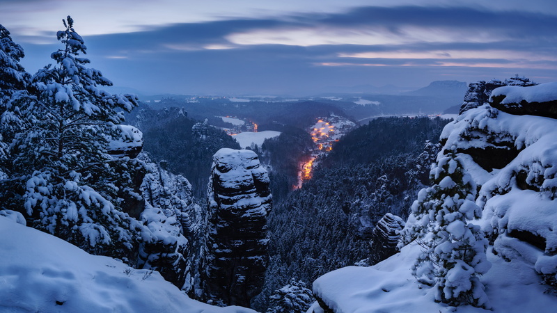 environment, elbe sandstone mountains, landscape, no people, scenics - nature, 4K, national park, woodland, cold temperature, plant, snowcapped mountain