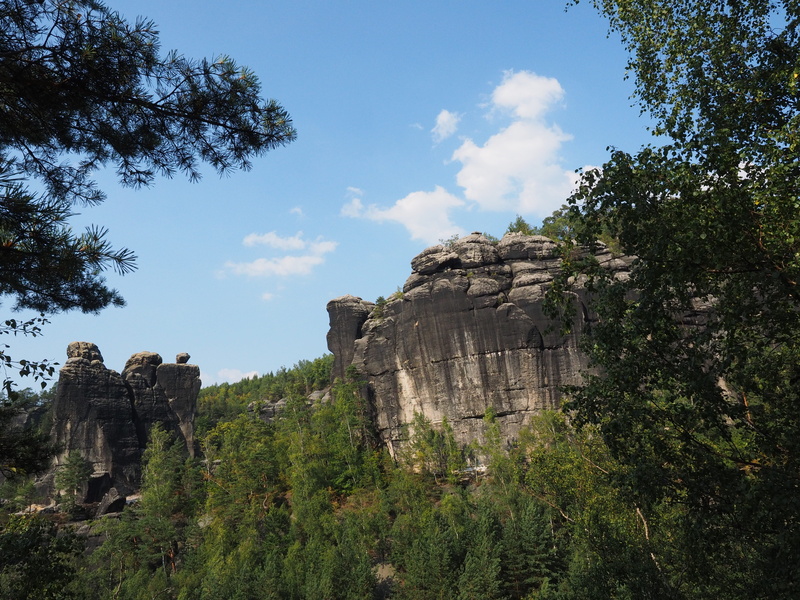 sandstone mountain, elbe sandstone mountains, rock, solid, rock formation, sandstone rocks, the past, tranquility, plant, domwächter, nature, architecture