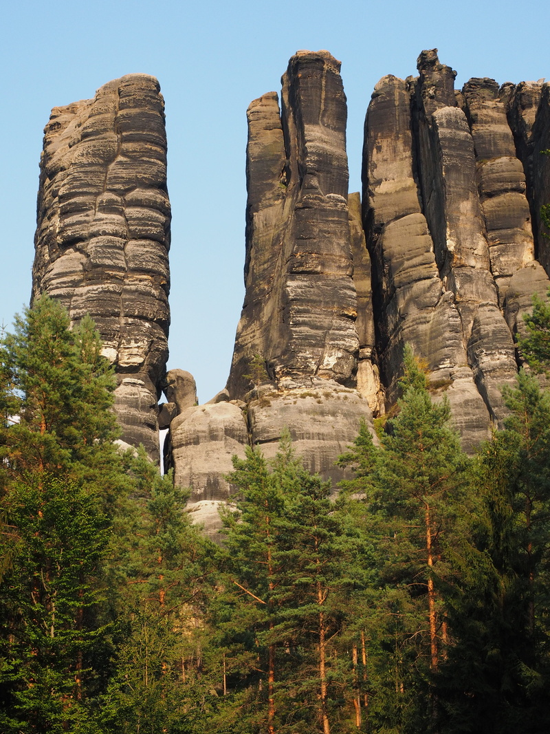 low angle view, mountain, travel, hike, tranquility, elbe sandstone, beauty in nature, rock - object, tranquil scene, formation, the lower monkeys steinweg