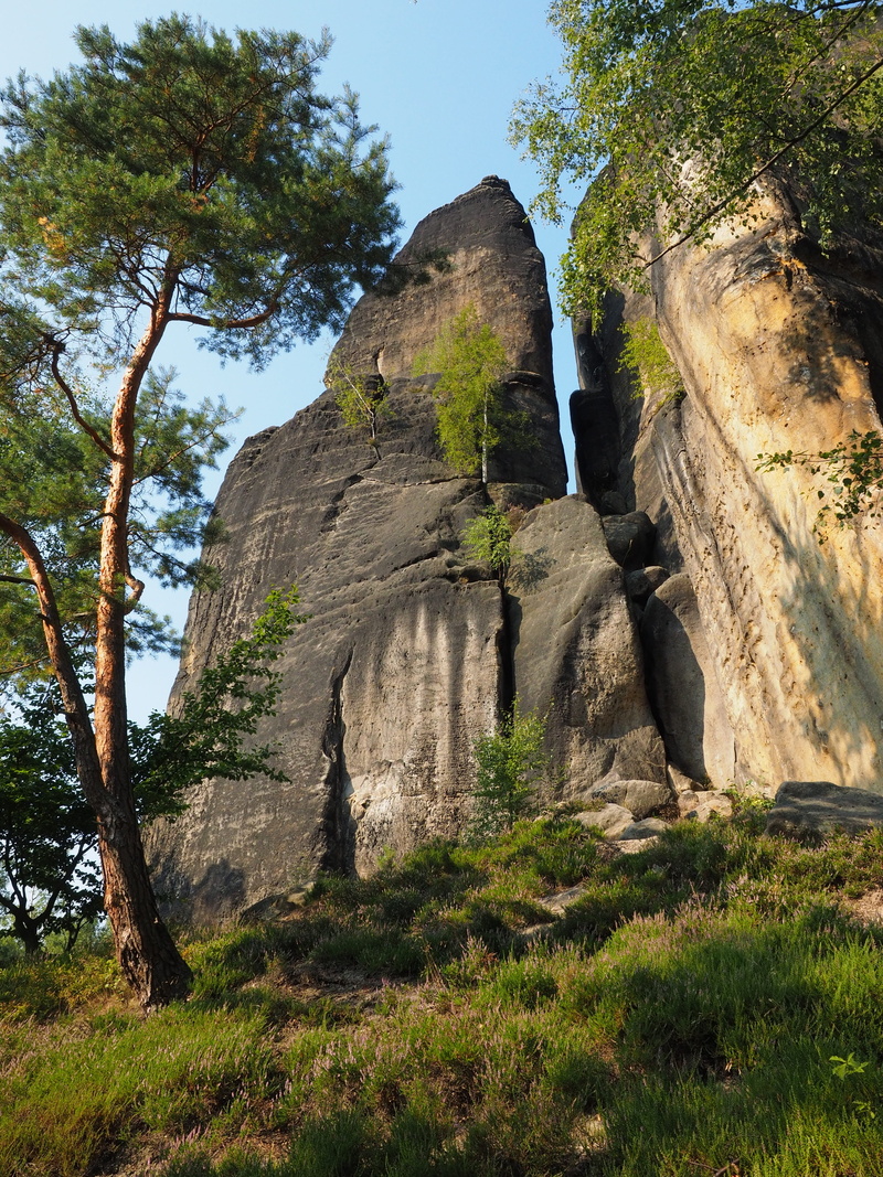 hiking, geology, grass, tranquil scene, stone formation, 4K, rock formation, tranquility, low angle view, scenics - nature, nature, plant, land, landscape