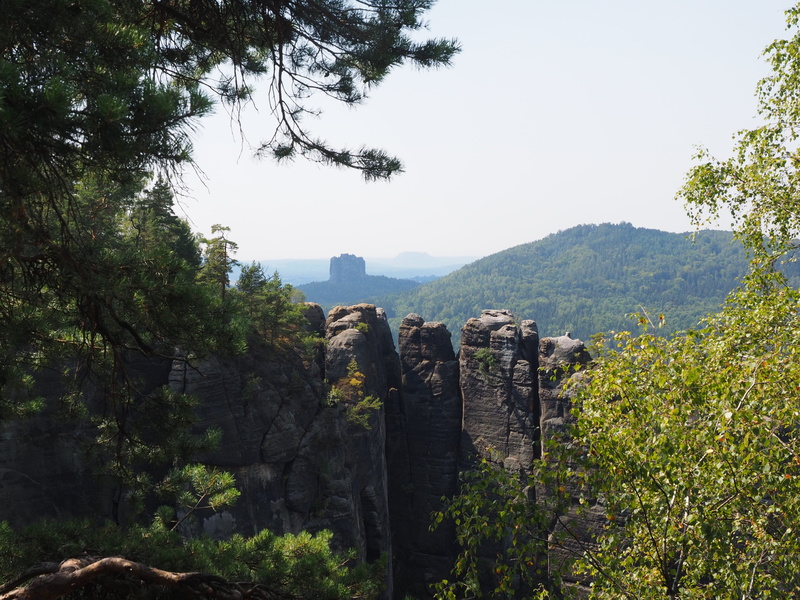 beauty in nature, hike, rock climbing, scenics - nature, elbe sandstone mountains, clear sky, saxon switzerland, day, outdoors, rock, architecture, landscape