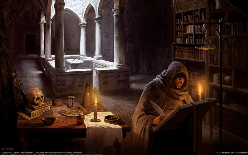 human representation, cultures, 1080P, art and craft, built structure, a sundial in a grave, sitting, statue, church, representation, night, man, book