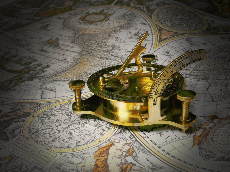 tool, photography, the past, navigational compass, no people, 4K, close-up, map, old, shallow, map of the world, history, equipment, sundial, discovery