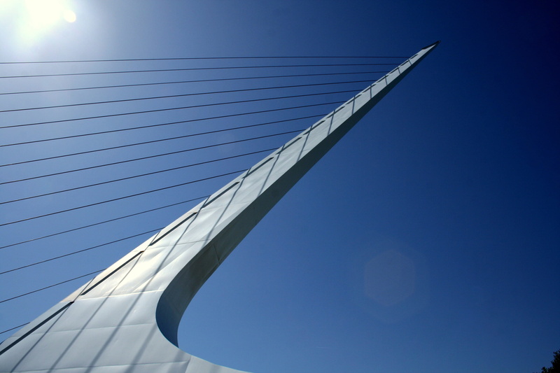 no people, redding, built structure, sculpture, low angle view, environment, renewable energy, city, sunlight, sundial, united states, sky, outdoors, day