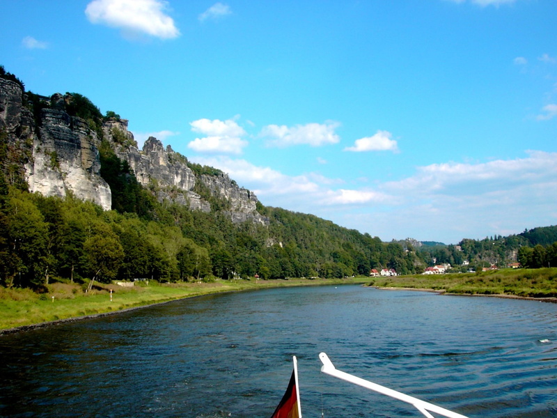 1080P, summer, tranquil scene, lake, landscape, nature, no people, saxony, elbe, water, outdoors, sky, saxon switzerland, river landscape, rock, forest