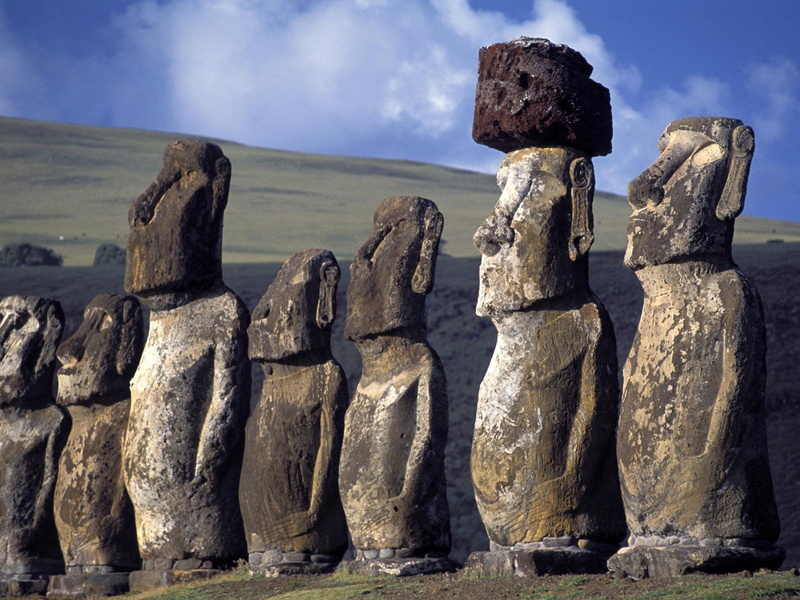 land, travel, religion, archaeology, craft, ancient, sculpture, cloud - sky, art and craft, architecture, Moai, 720P, travel destinations, outdoors, Moai Statues