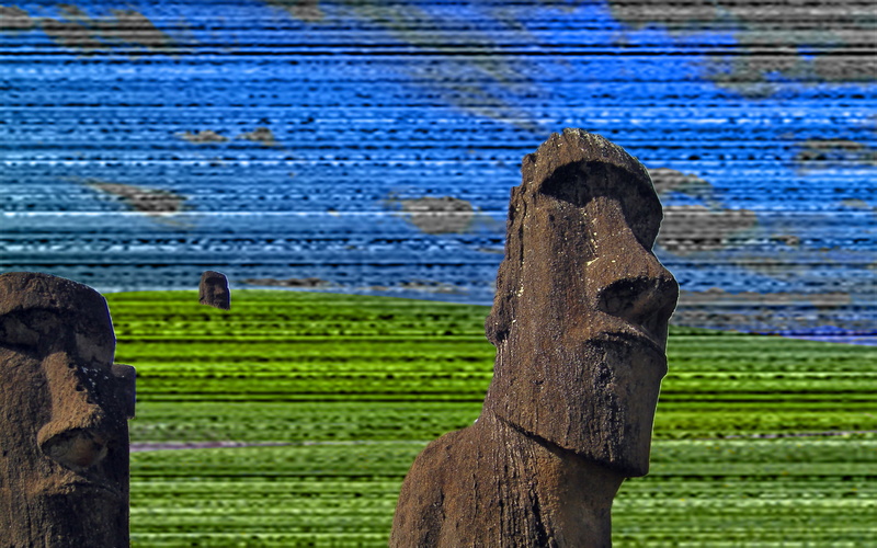 vaporwave, Moai, 1080P, hills, glitch art, Windows XP