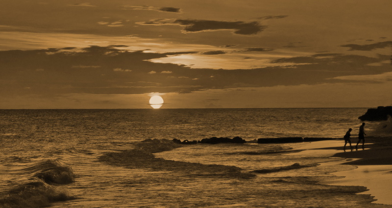 sun, Barbados, sea water, 2K, swim, photography, coastline, beach, nature, clouds, landscape, sepia, sunset, sea, down, water, view