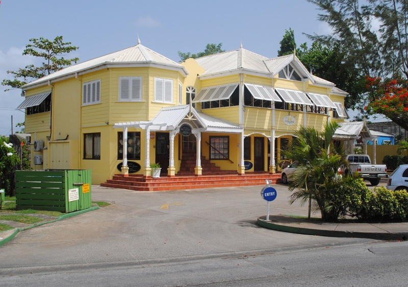 building, nature, house, luxury, architecture, holiday, shop, tree, built structure, footpath, day, yellow, holetown, barbados, no people, transportation