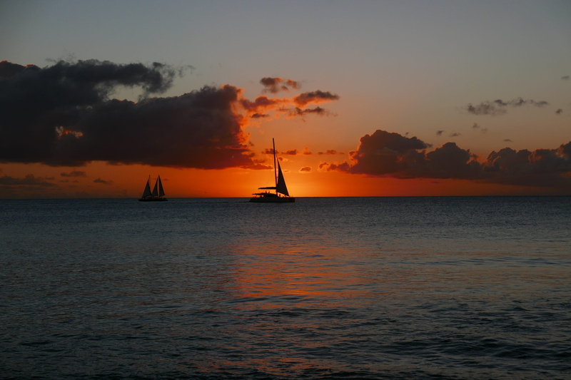 vacation, idyllic, tranquility, silhouette, barbados, no people, tropical, caribbean, water, tranquil scene, horizon over water, scenics - nature, cloud - sky
