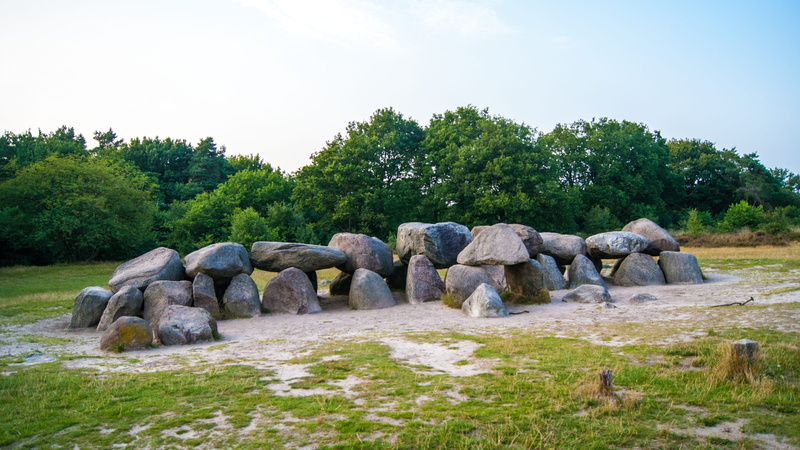 4K, outdoors, Dolmen, rock, tranquility, stack, grass, beauty in nature, Havelte, landscape, stone - object, environment, ancient times, non-urban scene
