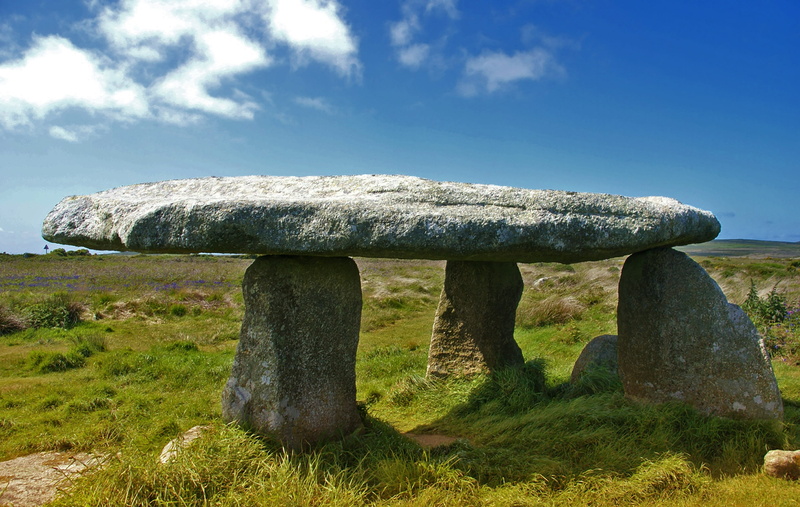 grass, cloud - sky, history, stone material, landscape, solid, rock, the past, tranquil scene, archaeology, outdoors, 2K, tranquility, south gland, sky