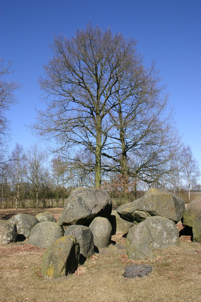 sky, solid, dolmen, 2K, day, non-urban scene, architecture, branch, nature, no people, scenics - nature, tree, blue, outdoors, rock, bare tree, rock - object