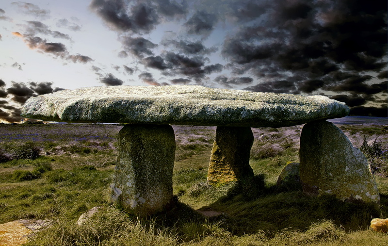 growth, cornwall, outdoors, dolmen, cloud - sky, lanyon quoit, plant, solid, nature, no people, field, land, tranquility, beauty in nature, grass, south gland