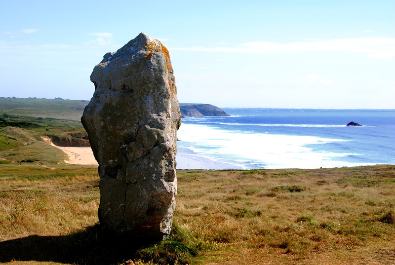 scenics - nature, outdoors, james handley, sea, dolmen, cliff, land, nature, day, horizon, green, rock, field, wave, tranquil scene, non-urban scene, beach