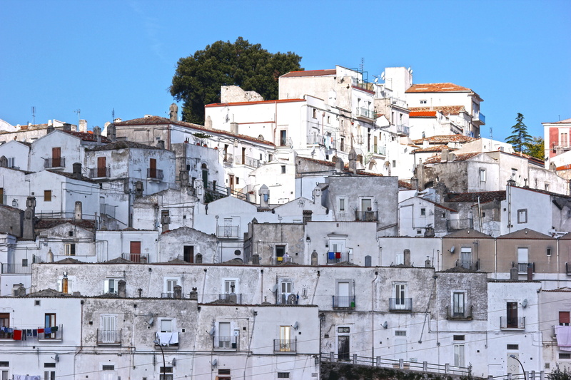 outdoors, 5K, city, building exterior, location, puglia, town, built structure, old village, residential district, day, architecture, house, gargano, tree