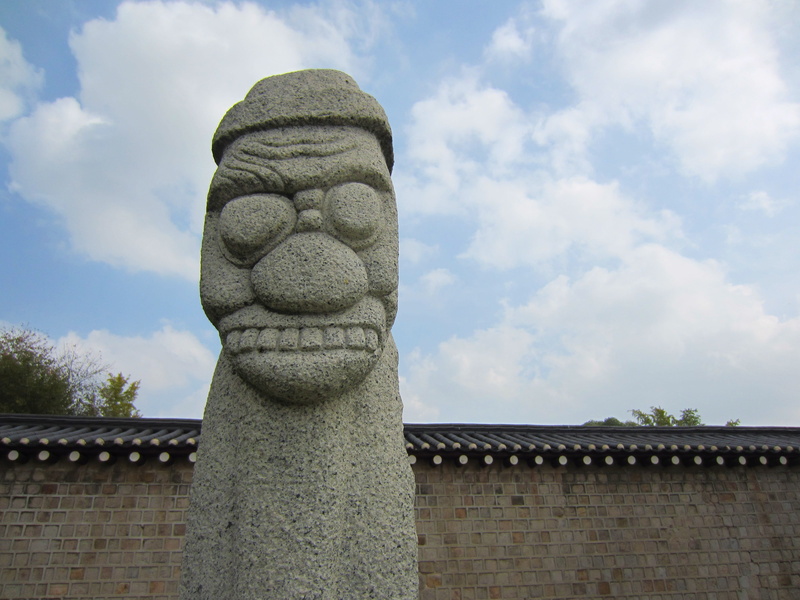 sculpture, seoul, harubang, stone material, representation, day, cloud - sky, tol harubang, south korea, korea, creativity, 4K, dol hareubang, museum